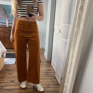 Maeve by Anthropologie Corduroy Collette Crop Wide-Leg Pants Caramel